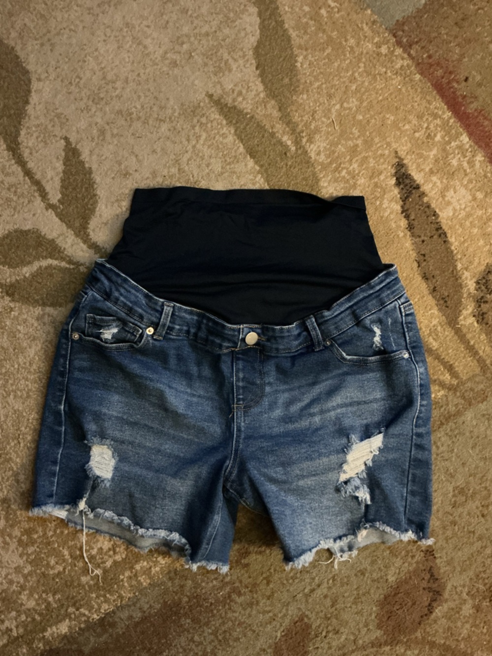 Time and Tru Distressed Blue Maternity Denim Jeans shorts